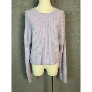 Hippie Rose Juniors' Eyelash Drop Shoulder Ribbed Sweater Size XL Purple NWT's